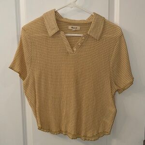 Madewell Short Sleeve Ribbed Polo Tee in Mustard